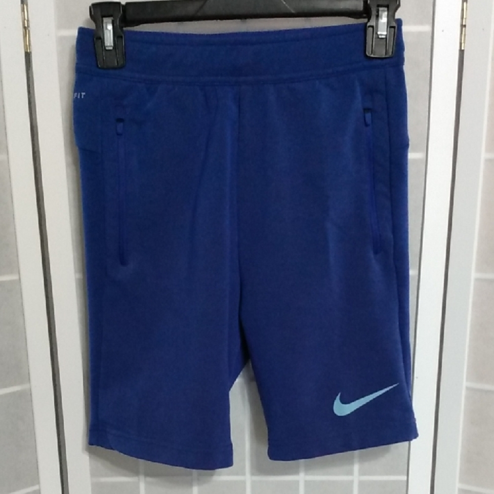 Nike Dri-FIT Boys Blue Athletic Shorts Size Medium Zip‎ Pockets